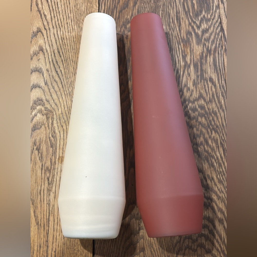 Elegant Cream and Maroon Glass Vases